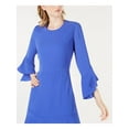thumbnail image 3 of BAR III $80 Womens New 1391 Blue Ruffle Hem Bell Sleeve Fit + Flare Dress 8 B+B, 3 of 4