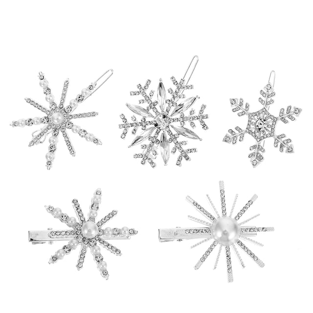 Weiweiguan 5 Pcs Épingles à Cheveux Scintillantes Neige Barrettes Délicates Accessoires Cheveux Femmes (Style Aléatoire)