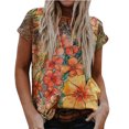 thumbnail image 2 of Pompotops Blouse Décontractée à Manches Courtes Col Rond Imprimé Mode Été pour Femmes, 2 of 4