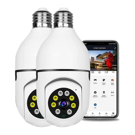 

Ammoon 1080P Wireless Light Bulb Monitor Camera WiFi Camera 2MP Supports 2-way Audio Smart Motion Detection & Alarm Mobile APP Remote Monitoring for Home Store Supermarket Internet Bar White & Pa