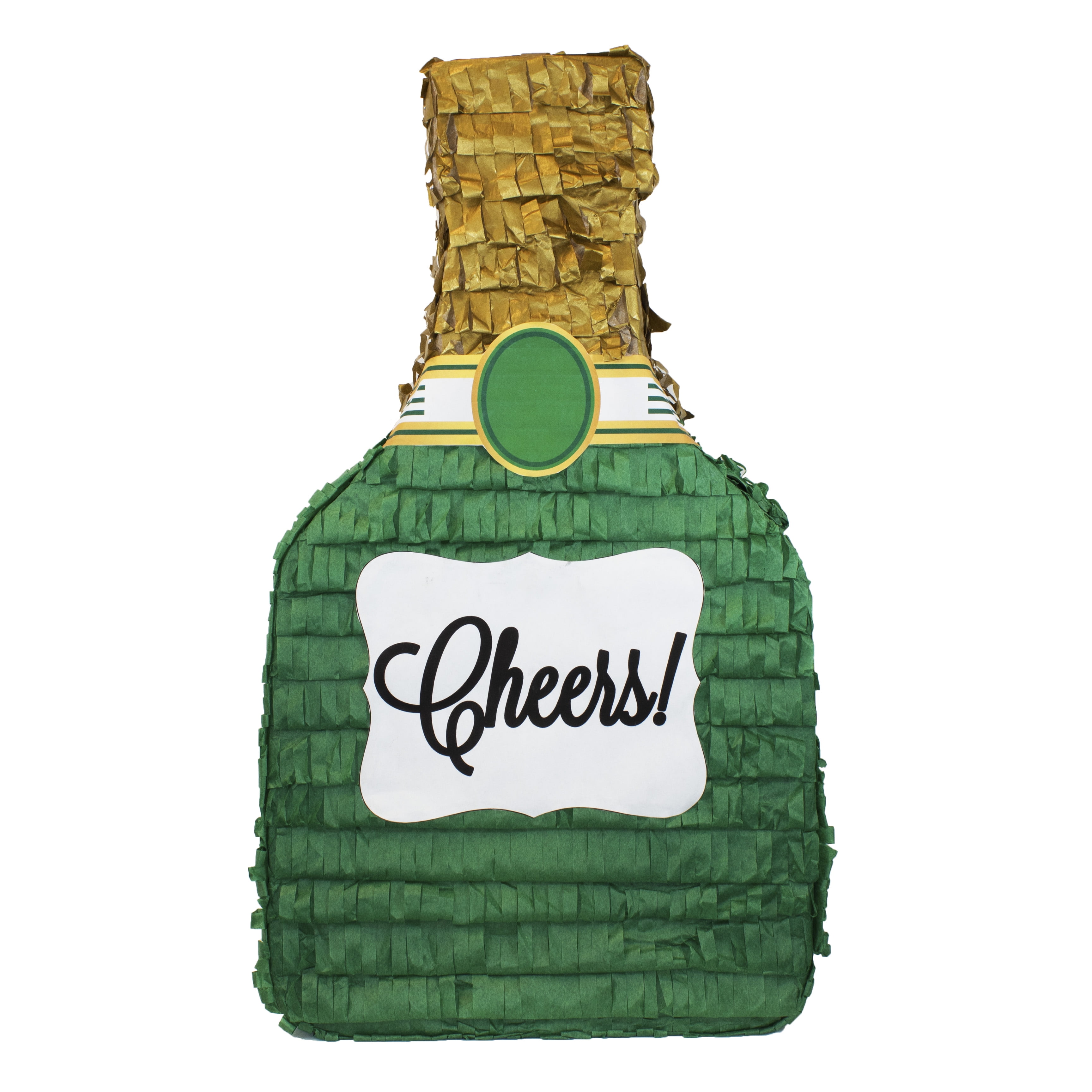 Lala Imports Cheers Champagne Pinata, Green and Gold, 4' x 20'