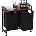 thumbnail image 1 of Laundry hamper con estante-pull-out y removable oxford fabric laundry bags 2 baskets (2 x 11.5 gal) para laundry room bathroom dormitorio o dorm, 1 of 9