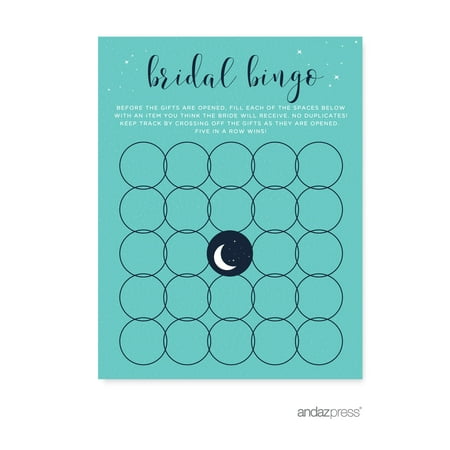 Bridal Shower Bingo Love You to the Moon and Back Bridal Shower Game Cards, 20-Pack