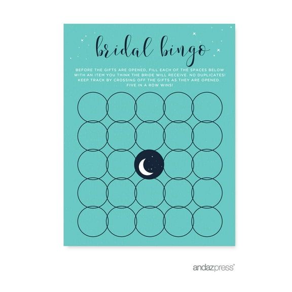 Bridal Shower Bingo  Love You to the Moon and Back Bridal Shower Game Cards, 20-Pack