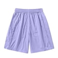 thumbnail image 4 of Sheghy Workout Shorts Women 100%Cotton Women Summer Fashion Solid Quick Dry Sports Drawstring Dual Pocket Knee-Length Shorts Purple XXXL, 4 of 6