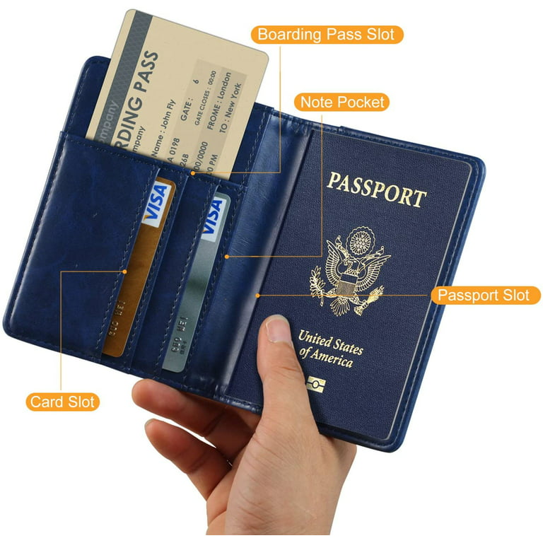 ComfiTime Passport Holder – RFID Blocking Passport Wallet for Cash, Travel  Wallet Passport Cover with Vaccine Card Holder for Men/Women, Waterproof PU