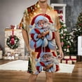 thumbnail image 2 of XDZJLR Mens Christmas Sleepwear Xmas Printed Silk Satin Short Sleeved Button Up Pajamas Set Nightwear Loungewear Gold S, 2 of 4