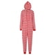 thumbnail image 1 of Pijamas navideños de talla grande para parejas, monos a rayas rojas y blancas para adultos con mono con cremallera, ropa de dormir con capucha, 1 of 4