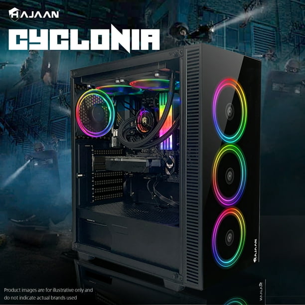 HAJAAN CYCLONIA Tour de Jeu Ordinateur de Bureau PC - AMD Ryzen 7 5700G  Processeur jusqu'à 4.6GHz - RTX 3060 12G GDDR6 - 16GB DDR4 - 1TB SSD -  Windows 11 Pro - Souris et Casque 