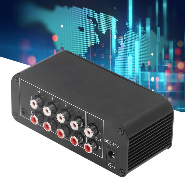 Stereo Sound Mixer, 4 Channel Aluminium Alloy Input and Output Stereo Mixer 3.5mm Interface for Speaker