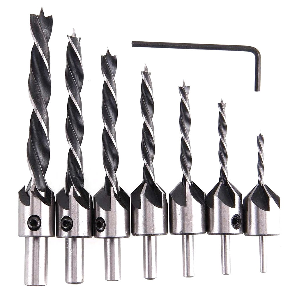 Countersink Drill Bit Plastic Wood Home for Drilling Holes Carbon Steel 7Pcs Woodworking Chamfer Chamfer Drill Bit 