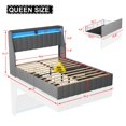 thumbnail image 4 of PAPROOS Queen Size LED Bed Frame with Drawers, Linen Upholstered Bed, Metal Platform Bed with Soft Cushioned Headboard for Adults Teens, Light Grey, 4 of 10