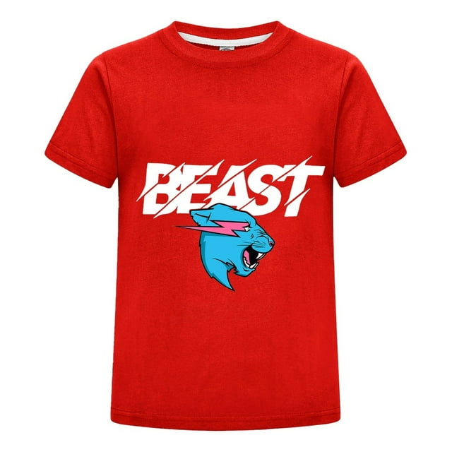 Playera Infantil MrBeast Unisex Niño Niña Algodón Cómoda Verano Moda Pantera Azul Estilo Juvenil Ropa Regalo Cumpleaños Diario