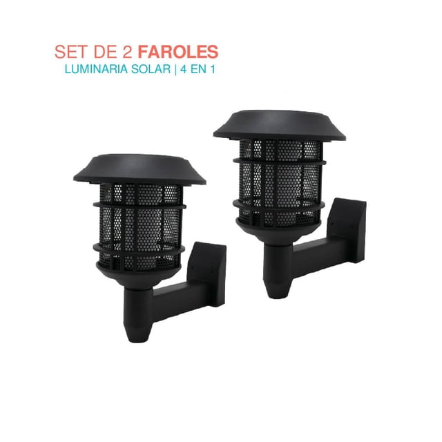 Set 2 Estacas Luz Led 4 Modos Impermeable Recargable Jardin negro 6.49 pulg