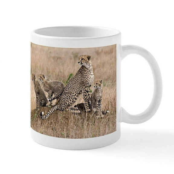 CafePress - Cheetah Family Mug - 11 oz Ceramic Mug - Novelty Coffee Tea Cup