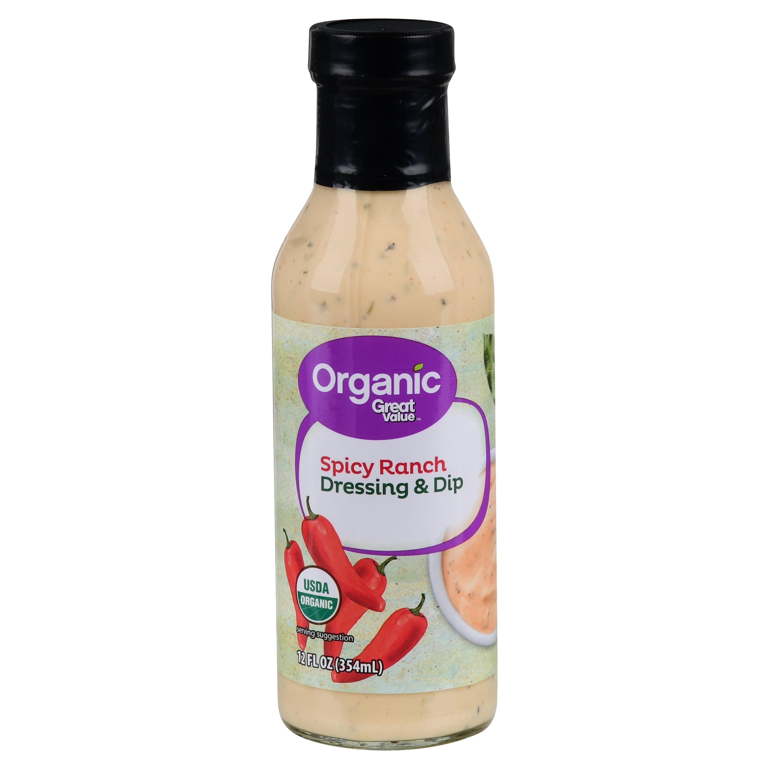 Great Value Organic Spicy Ranch Dressing & Dip, 12 fl oz