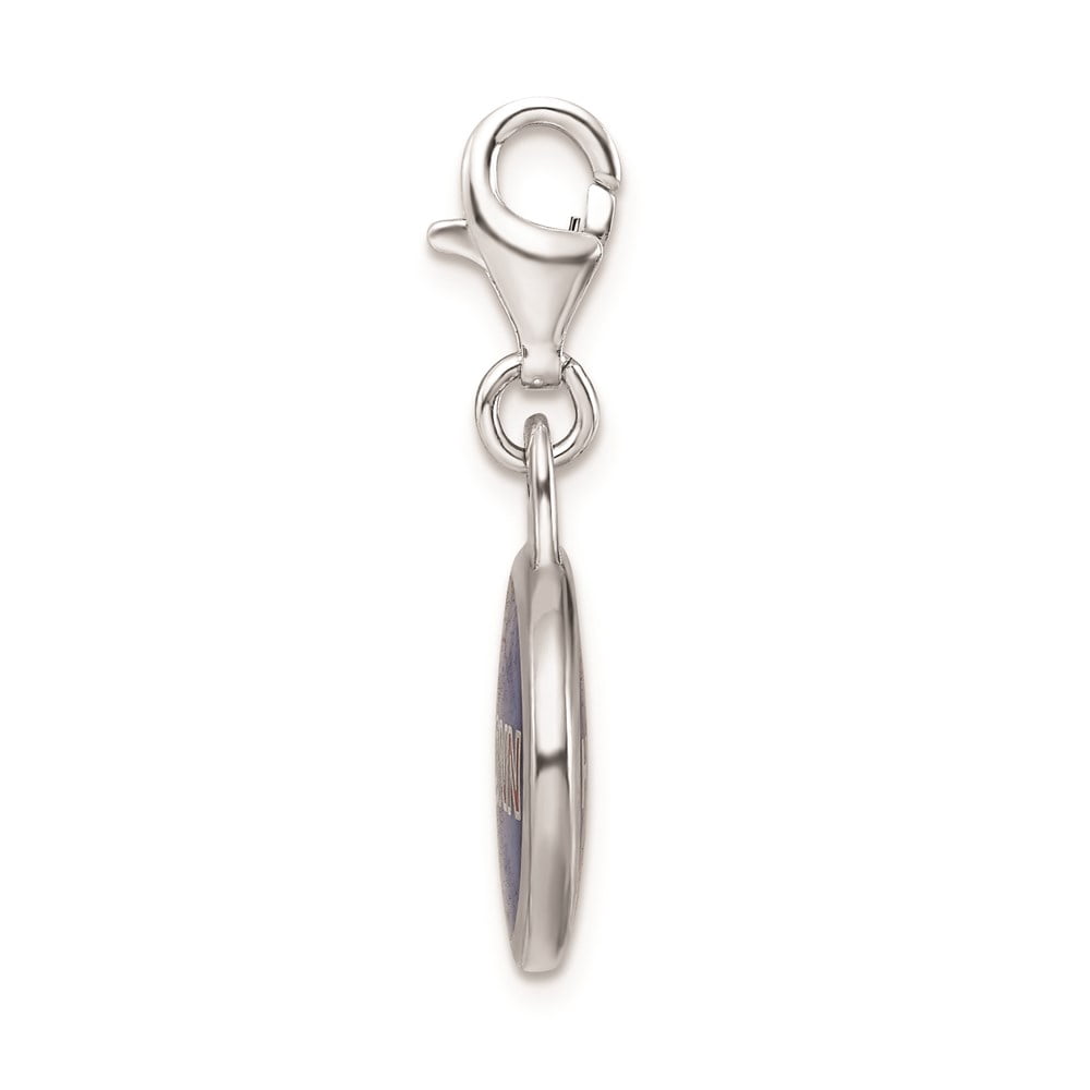 Finest Gold Amore La Vita Sterling Silver Rhodium-Plated Polished Enameled University of Connecticut Charm with Fancy Lobster Clasp