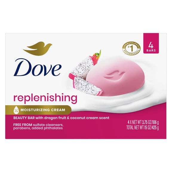 Dove Bar Soap For Deep Nourishment Dragonfruit For Calm, Replenished Skin, 3.75 oz 4 Bars