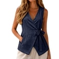 thumbnail image 2 of Harpily Womens Tank Tops V Neck Plus Size Sleeveless Adjustable Side Tie Linen Wrap Casual Summer Daily Shirts Vacation Blouses, 2 of 5