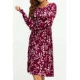 thumbnail image 5 of DEVOPS Women's Casual Long Sleeve Empire Waist Loose Dress with Pockets (Small, Flower Wine Red), 5 of 6