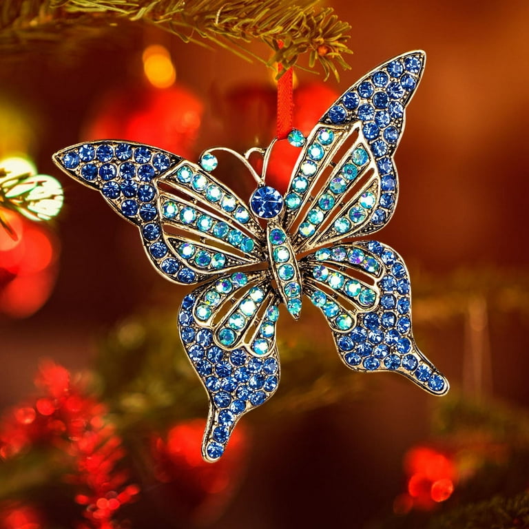 12 PCS Christmas Tree Topper Butterfly Decoration Card Baubles