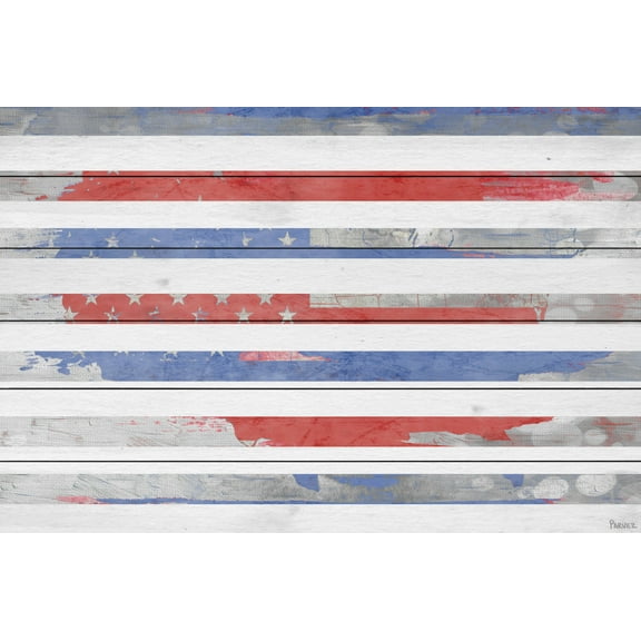 Parvez Taj "Striped America" Print on White Wood