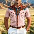thumbnail image 2 of SRZYMJ Western Shirts for Men Cowboy Pearl Snap Short Sleeve Embroidered Country Shirts Casual Work Slim Fit Button Down Outfits, 2 of 4