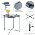 thumbnail image 3 of Folding Tray Metal Side Table Round End Table, Blue Sofa Small Accent Fold-able Table, Round End Table Tray, Next to Sofa Table, Snack Table for Living Room and Bed Room, 3 of 5