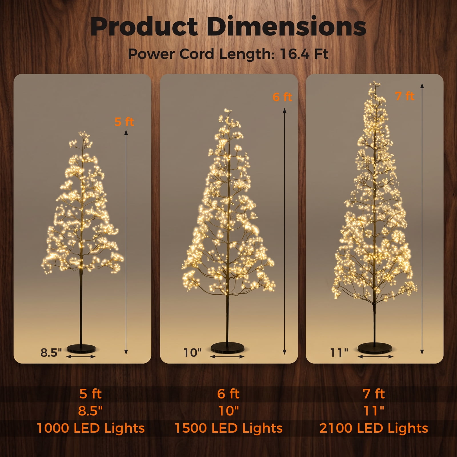 RUIE 6 ft Lighted Alpine Christmas Tree, Pre-Lit Black Cedar Tree with 1500 LED Lights and Weighted Concrete Base for Porch