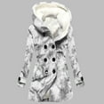 thumbnail image 3 of Spring Saving GaThRRgYP Womens Outerwear Plus Size,Velvet Double Breasted Hooded Solid Color European and American Mid Length Women's Solid Color Temperament Commuting Jacket, 3 of 3