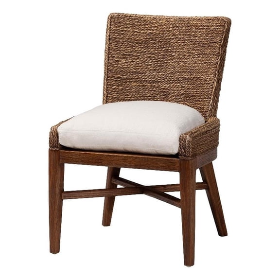 bali & pari Ridley Seagrass Dining Chair with Mahogany Wood Frame Brown Wash