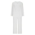 thumbnail image 4 of Ladies' Fashionable And Casual V Neck Solid Color Loose And Linen Two Piece Set, 4 of 4