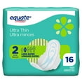 thumbnail image 1 of Equate Long Super Absorbency Ultra Thin Pads with Flexi-Wings, Size 2, 16 Count, 1 of 9