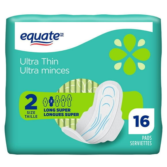 Equate Heavy Absorbency Long Ultra Thin Pads, 16 count pack