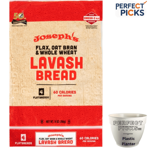 Joseph's Low Net Carb Flax Lavash Bread, 1 pack, 4 Count, 9oz Shelf Stable