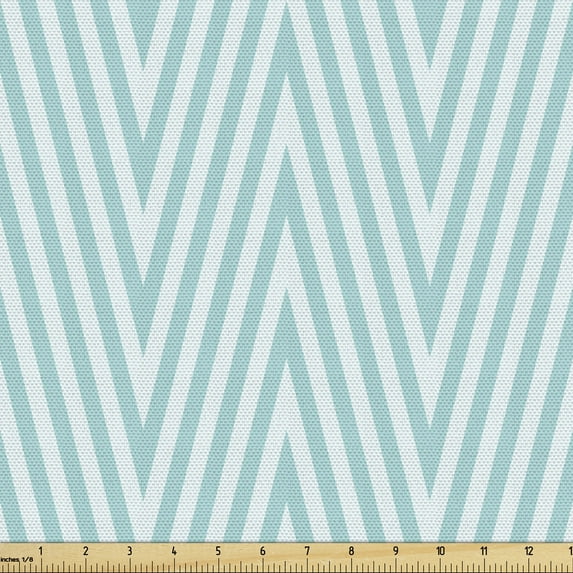 Geometric Upholstery Fabric by the Yard, Repetitive Triangles Stripes Soft Pastel Fresh Calm Tone Illustration, Decorative Fabric for DIY and Home Accents, Pale Blue Seafoam by Ambesonne