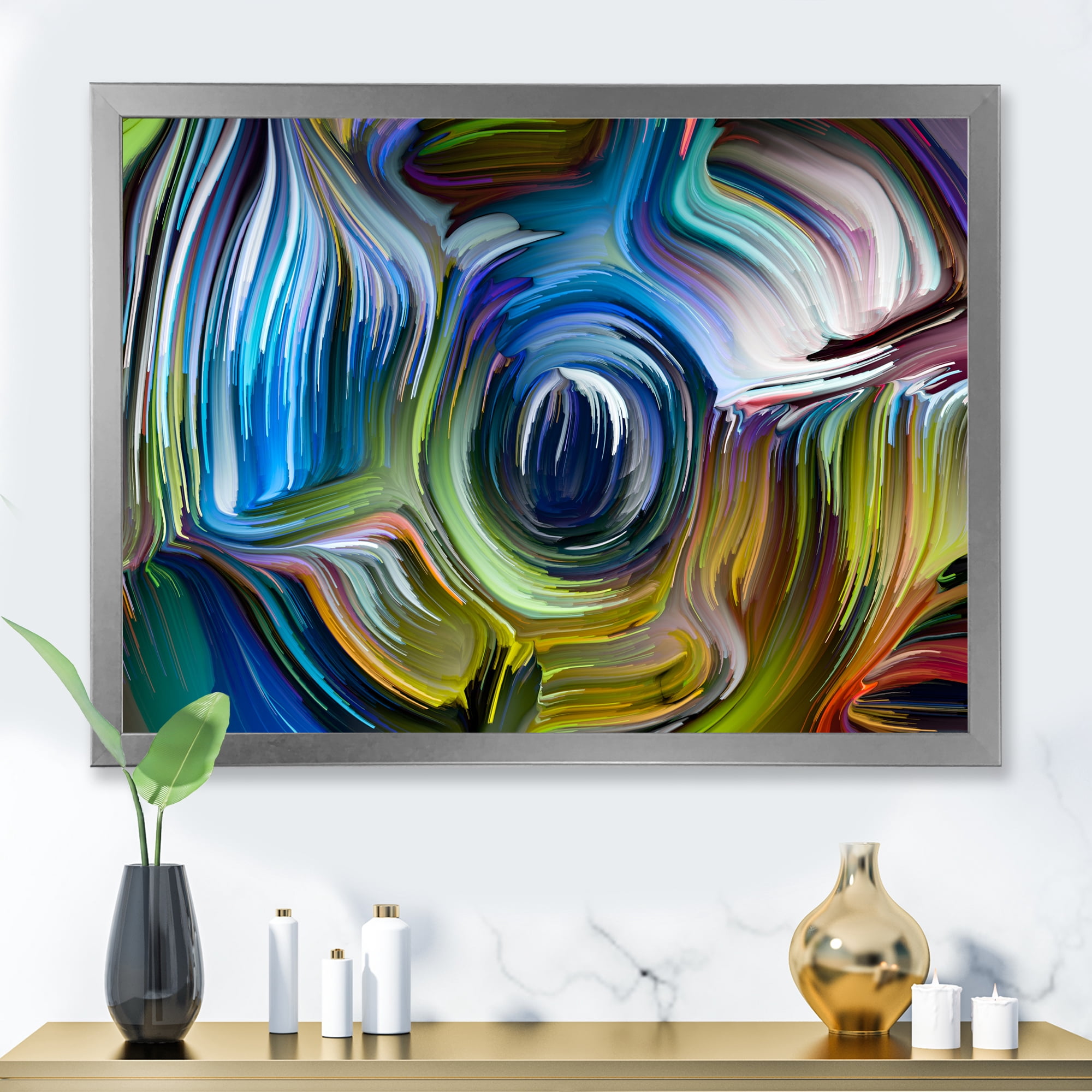 Designart 'Colour Spiral Fusion' Modern Framed Art Print