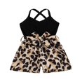 thumbnail image 1 of Combinaison Short d'Été Sans Manches et Dos Nu pour Tout-Petites Filles, Léopard, Pattes d'Éléphant, Pantalon Évasé, Jaune, 2-3 Ans, 1 of 6