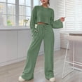 thumbnail image 2 of Ensemble Assorti Deux Pièces pour Femmes Col Rond Ourlet Fendu Tee et Pantalon Survêtement, 2 of 5