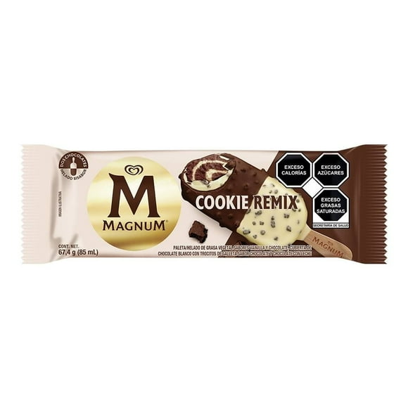 Paleta helada Magnum Cookie Remix sabores vainilla y chocolate 67.4 g