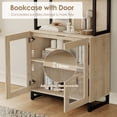thumbnail image 6 of WAMPAT Modern Farmhouse TV Stand with 3-Tier Bookshelf & 4 Large Storage Cabinets, Adjustable Shelf Wooden Media Console with Glass Doors, Entertainment Center for Living Room, 6 of 10