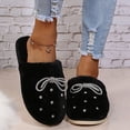 thumbnail image 5 of NOKIO Women'S Warm Terry Cloth Slippers Women's Fashion Rhinestone Bowknot Plush Warm Closed-Toe Casual Slippers Women'S Cozy Slipper Sandals Non-Slip Women'S Indoor Slippers, 5 of 9