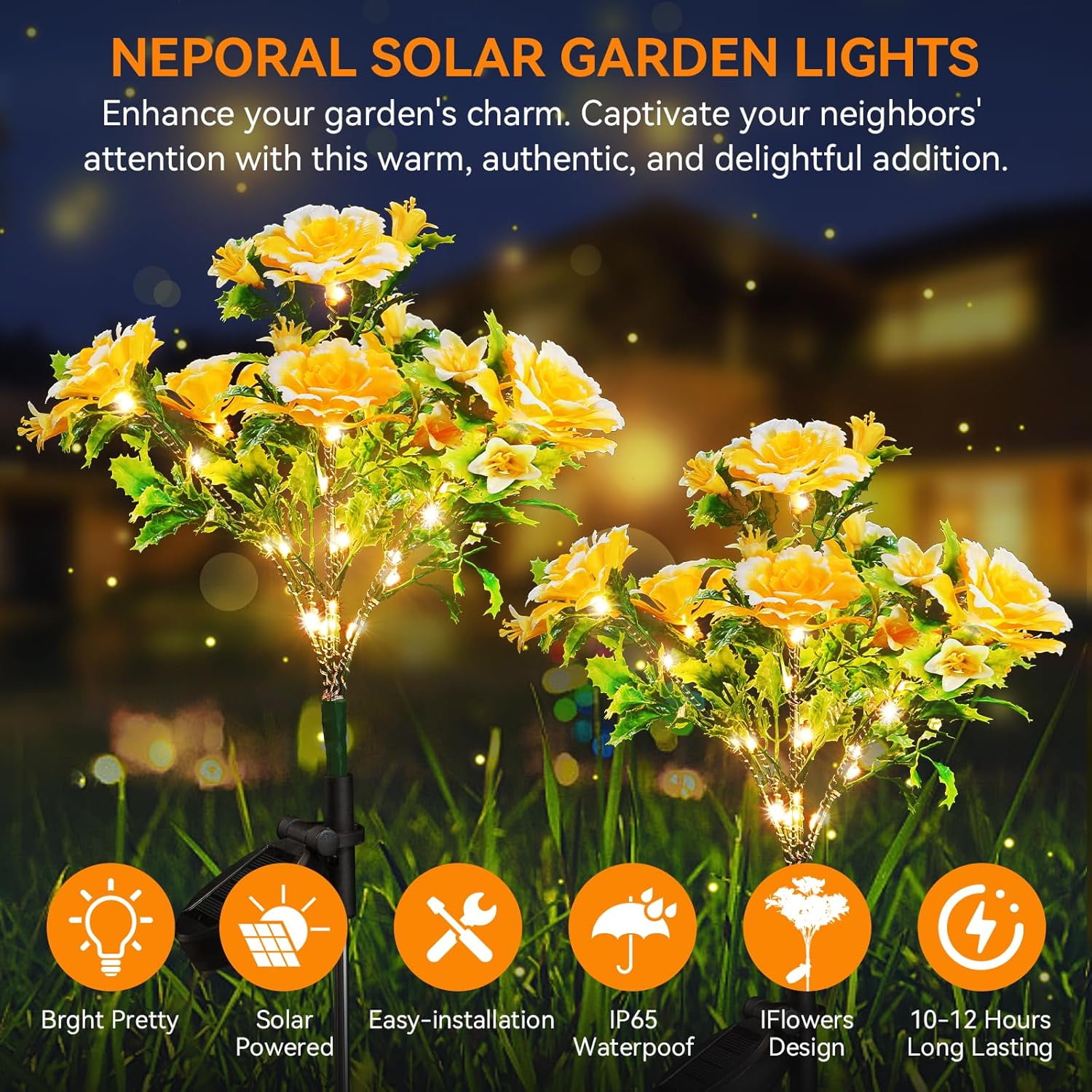 Uiz Merueh Solar Lights Outdoor Decorative, Solar Garden Lights with Carnation Flower, Solar Flower Lights Outdoor Garden Waterproof IP65 - Gardening Gifts for Women