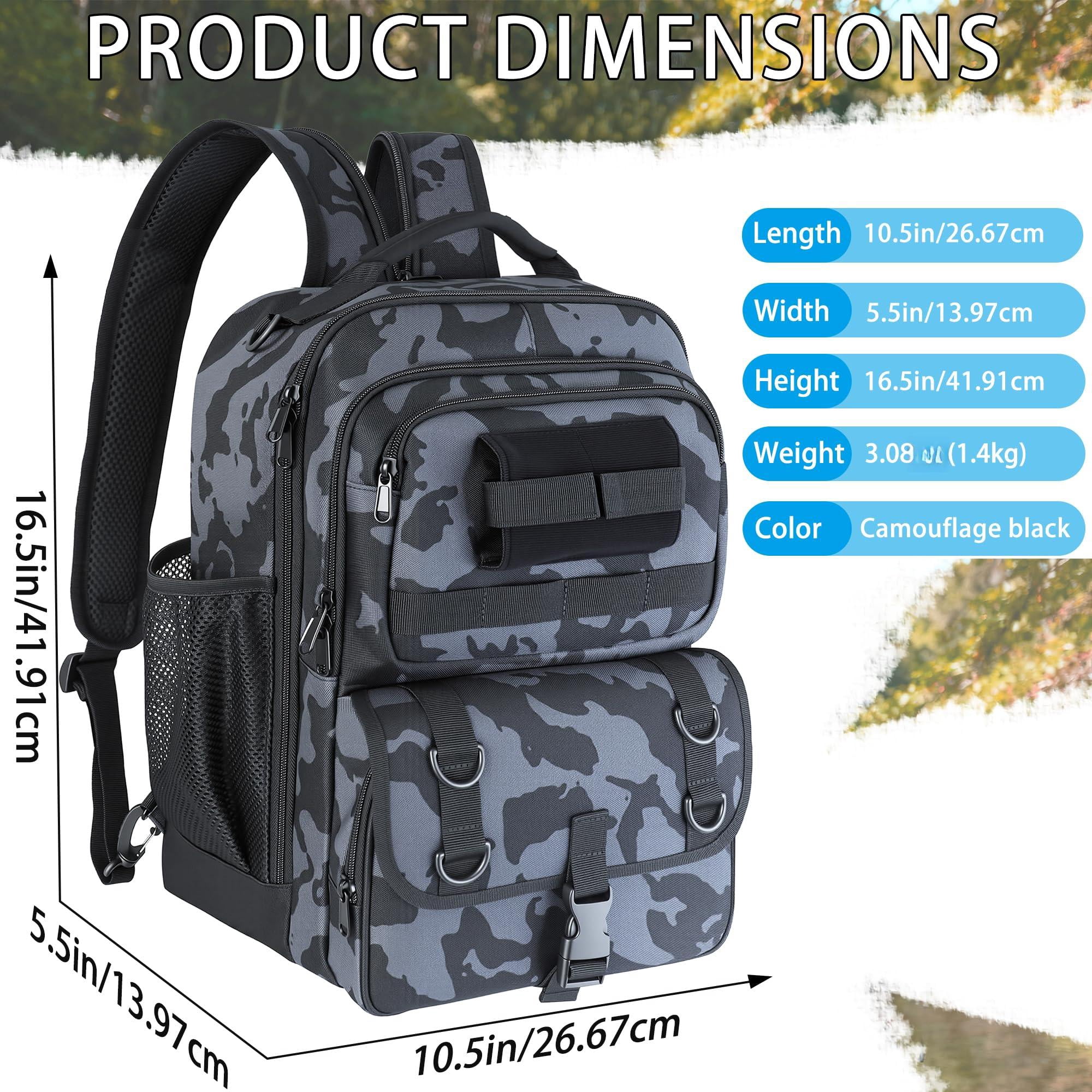 Fishing Backpack With Tackle Boxes Sling Bag Rod Holder Waterproof Gear  Gifts For Men Women Combo Kit Camouflage Black