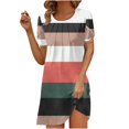thumbnail image 1 of Puntoco Vestido De Verano Para Mujer, Informal, Estampado, De Playa, Manga Corta, Cuello Redondo, Suelto, Camiseta Sin Mangas, Vestido De Manga Corta Con Cuello Redondo, Gris Xl, 1 of 4