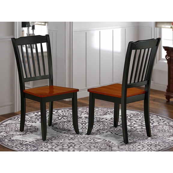 Vertical Slatted Back Dining Chairs - Elegant Black & Cherry Finish Seating - HomeStock Danbury Style
