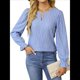 thumbnail image 1 of Camisa Formal Informal de Larga para Mujer, Estilo Ejecutivo, con Escote en V, para Trabajo, Moda de Otoño Azul XL, 1 of 7