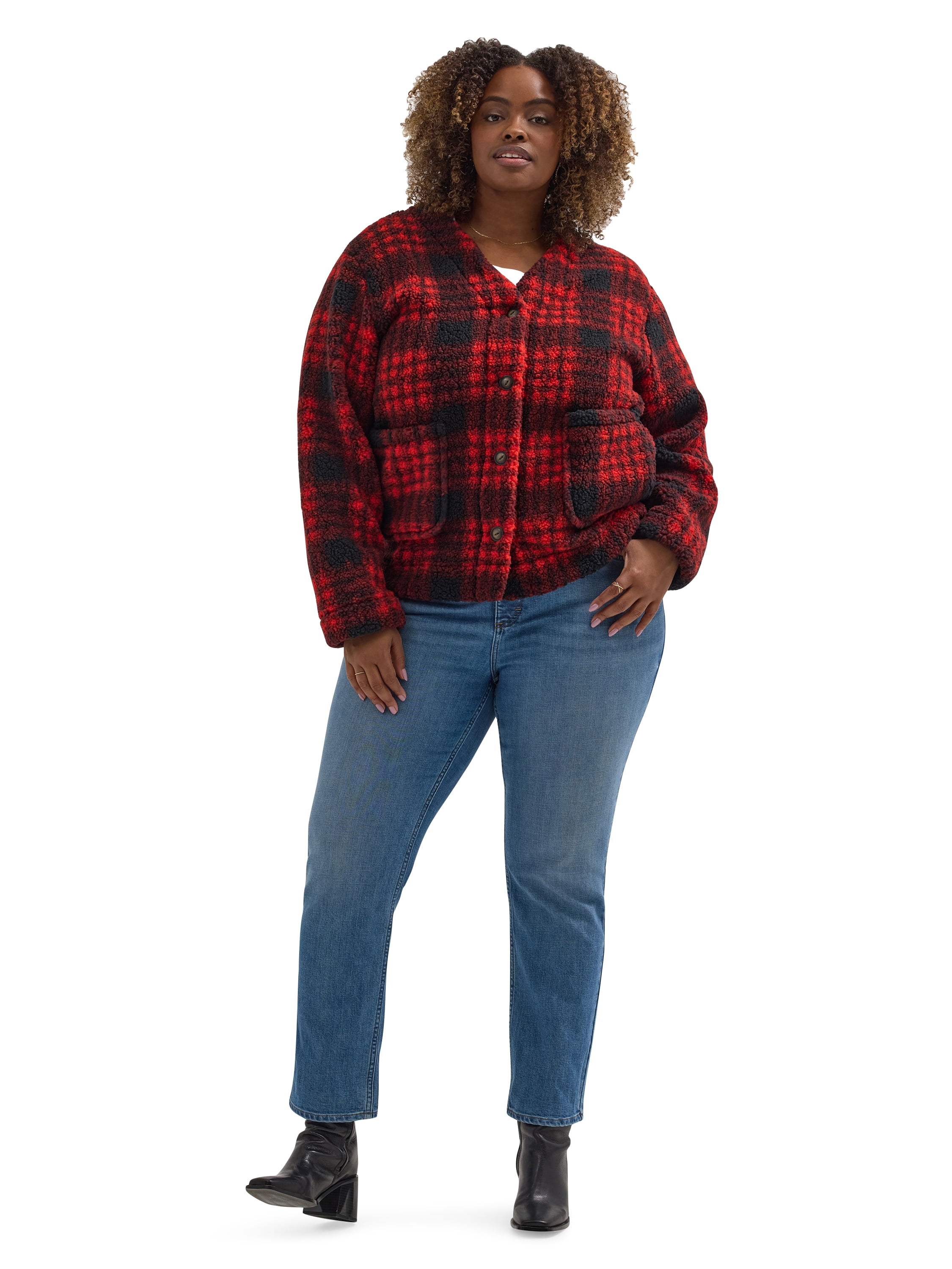 Lee® Women's Plus V-Neck Fleece Cardigan