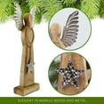 thumbnail image 3 of AuldHome Design Wooden Angel Christmas Statue; Farmhouse Holiday Decor Wood and Metal Figurine, 3 of 8