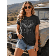 KimSoong Woman Vintage Rock Band T-Shirt Retro Bird Shirt Eagle Graphic Tees Retro Music Shirt Casual Short Sleeve Tops,Gray